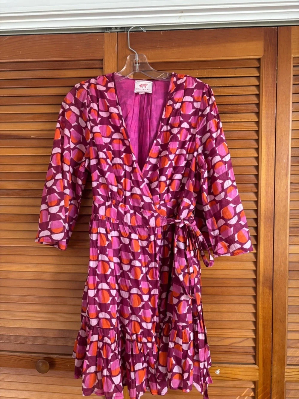 Banjanan Gwen Curlew Curve Lilac Sachet Wrap Mini Dress Size L‎